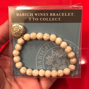 New white crystal stone bead stretch bracelet with silver heart charm gift idea